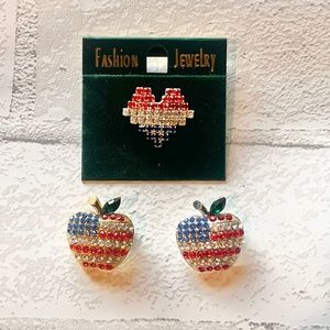 Three American Flag Rhinestone Pins or brooches